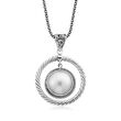 15mm Cultured Mabe Pearl Circle Pendant Necklace in Sterling Silver