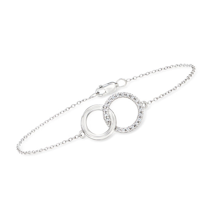 .10 ct. t.w. Pave Diamond Interlocking-Circle Bracelet in Sterling Silver