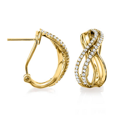 .42 ct. t.w. Diamond Twisted Hoop Earrings in 14kt Yellow Gold
