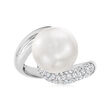 11-12mm Cultured South Sea Pearl Bypass Ring with .48 ct. t.w. Diamonds in 18kt White Gold