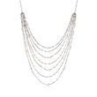 Cultured Pearl Multi-Strand Waterfall Necklace in Sterling Silver