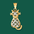14kt Two-Tone Gold Cat Pendant