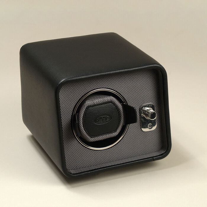 &quot;Windsor&quot; Black Faux Leather Single Watch Winder by Wolf Designs