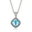 Andrea Candela &quot;Lazo De Colores&quot; 7.75 Carat Swiss Blue Topaz Pendant Necklace with Diamond Accents in Sterling Silver
