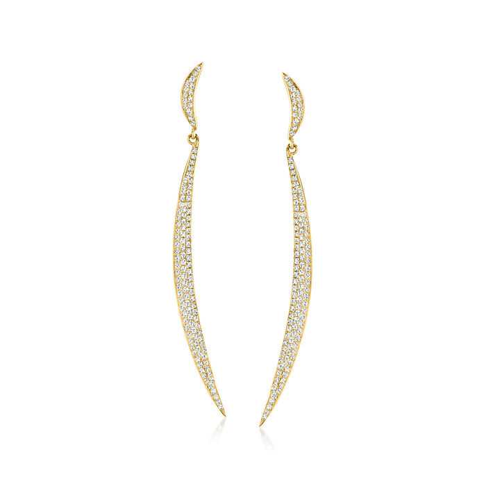 .75 ct. t.w. Diamond Crescent Drop Earrings in 14kt Yellow Gold