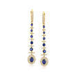 2.60 ct. t.w. Sapphire and 1.44 ct. t.w. Diamond Linear Drop Earrings in 14kt Yellow Gold