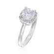 2.10 ct. t.w. CZ Square Halo Ring in 14kt White Gold
