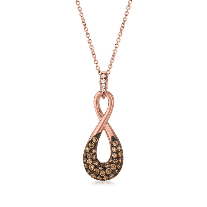 Le Vian &quot;Chocolatier&quot; .41 ct. t.w. Chocolate Diamond Infinity Symbol Pendant Necklace with Vanilla Diamond Accents in 14kt Strawberry Gold