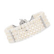 4.5-5mm Cultured Pearl and .15 ct. t.w. Diamond Multi-Strand Bracelet in Sterling Silver