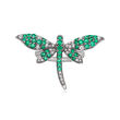 1.00 ct. t.w. Emerald and .47 ct. t.w. White Topaz Dragonfly Ring in Sterling Silver