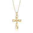 14kt Yellow Gold Curved Cross Pendant Necklace