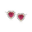 1.10 ct. t.w. Ruby and .28 ct. t.w. Diamond Heart Earrings in 14kt Two-Tone Gold
