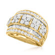 2.00 ct. t.w. Round and Baguette Diamond Multi-Row Ring in 14kt Yellow Gold