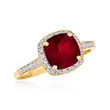 2.25 Carat Garnet and .10 ct. t.w. Diamond Ring in 14kt Yellow Gold