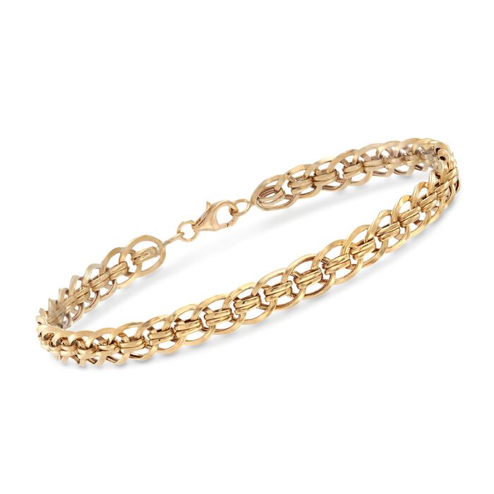 18kt Yellow Gold Double-Link Bar Bracelet