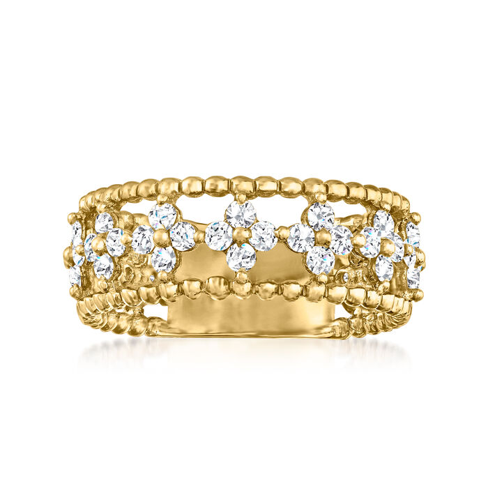 1.00 ct. t.w. Diamond Open-Space Flower Ring in 14kt Yellow Gold