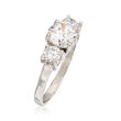 C. 1990 Vintage 1.60 ct. t.w. CZ Three-Stone Ring in 14kt White Gold