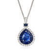 5.01 ct. t.w. Ceylon Sapphire and .60 ct. t.w. Diamond Pendant Necklace in 14kt White Gold