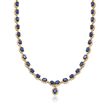 C. 1990 Vintage 39.00 ct. t.w. Sapphire and 5.00 ct. t.w. Diamond Necklace in 14kt Yellow Gold