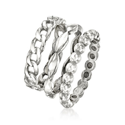 Sterling Silver Jewelry Set: Three Stackable Rings