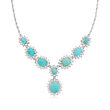 C. 1970 Vintage Turquoise and 5.00 ct. t.w. Diamond Drop Necklace in 14kt White Gold