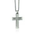 Men's Stainless Steel Polished Cross Pendant Necklace. 22&quot;