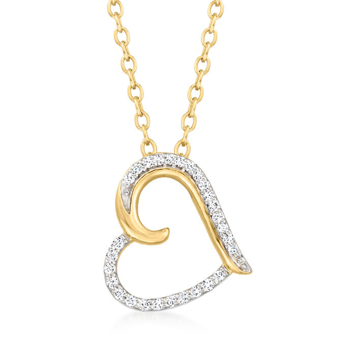 Diamond-Accented Heart Pendant Necklace in 10kt Yellow Gold