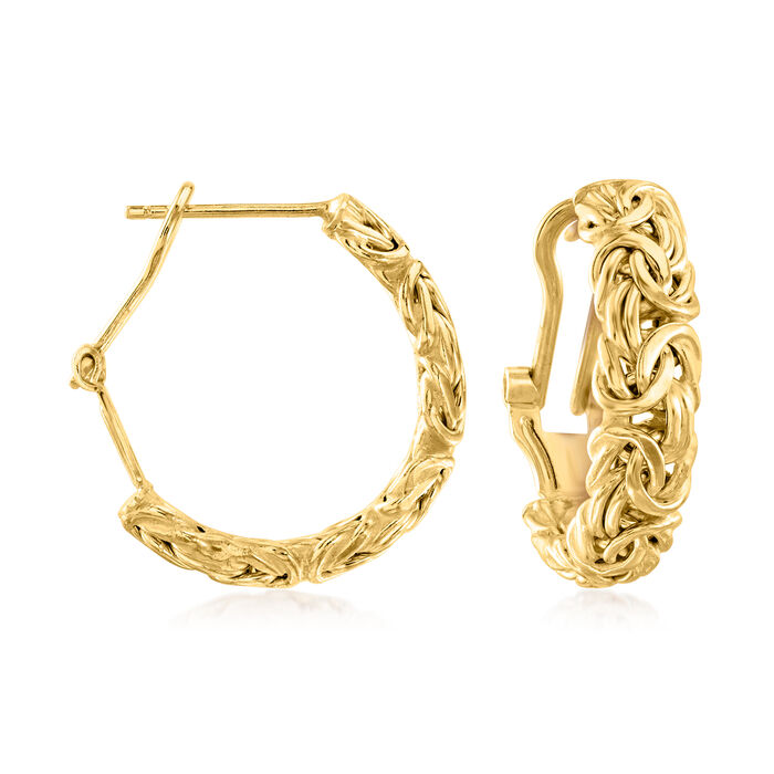 18kt Gold Over Sterling Byzantine Hoop Earrings