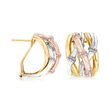 .57 ct. t.w. Diamond Station Twist Earrings in 14kt Tri-Colored Gold