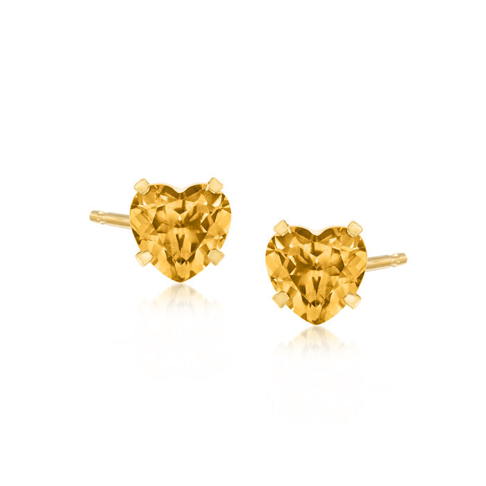 2.90 ct. t.w. Citrine Heart Martini Stud Earrings in 14kt Yellow Gold