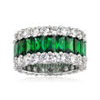 6.75 ct. t.w. Simulated Emerald and 4.40 ct. t.w. CZ Eternity Band in Sterling Silver