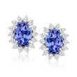 1.60 ct. t.w. Tanzanite Earrings with .50 ct. t.w. Diamonds in 14kt White Gold