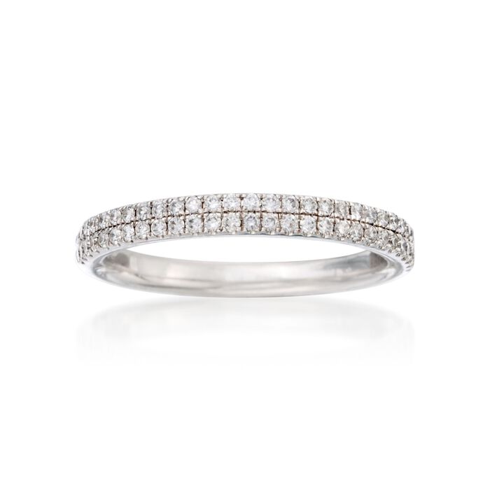 Henri Daussi .30 ct. t.w. Two-Row Pave Diamond Wedding Ring in 18kt White Gold