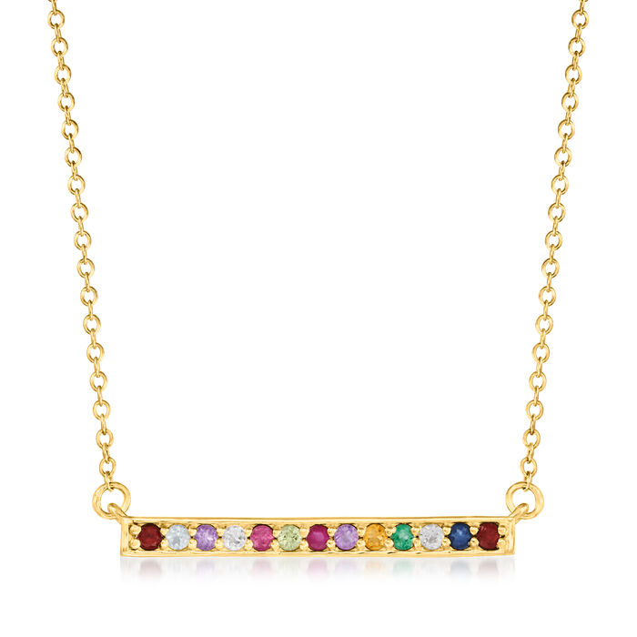 Personalized Birthstone Bar Necklace in 14kt Gold
