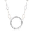 Charles Garnier .50 ct. t.w. CZ Circle Paper Clip Link Necklace in Sterling Silver