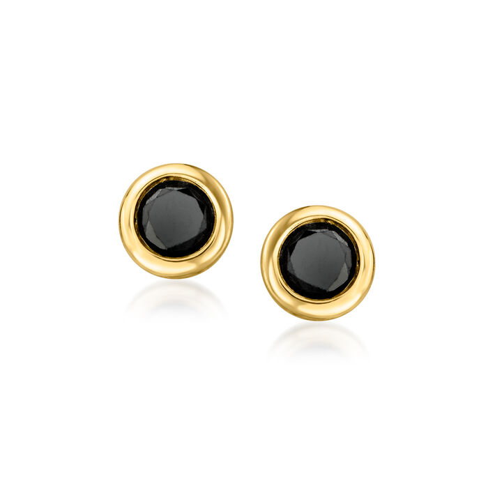 .15 ct. t.w. Black Diamond Bezel-Set Stud Earrings in 14kt Yellow Gold