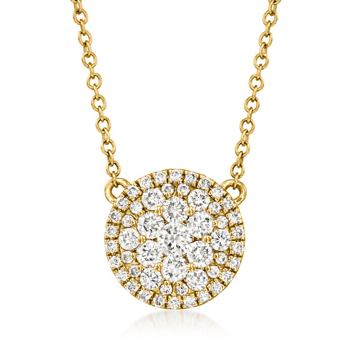 C. 1990 Vintage 1.00 ct. t.w. Diamond Disc Necklace in 14kt Yellow Gold