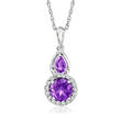 1.00 ct. t.w. Amethyst Pendant Necklace with .10 ct. t.w. Diamonds in Sterling Silver