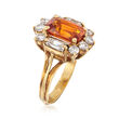 C. 1980 Vintage 3.30 Carat Orange Sapphire and 1.45 ct. t.w. Diamond Ring in 14kt Yellow Gold