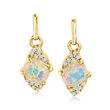 Ethiopian Opal Drop Earrings with Diamond Accents in 14kt Yellow Gold