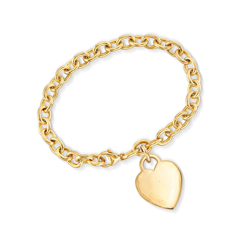 C. 1990 Vintage Tiffany Jewelry 18kt Yellow Gold Heart Charm Link ...