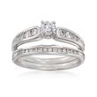 .72 ct. t.w. Diamond Bridal Set: Engagement and Wedding Rings in 14kt White Gold