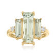 5.20 ct. t.w. Prasiolite and .12 ct. t.w. Diamond Ring in 14kt Yellow Gold