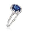 C. 2000 Vintage 1.45 ct. t.w. Sapphire and .34 ct. t.w. Diamond Ring in 18kt White Gold