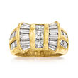 C. 1980 Vintage 2.50 ct. t.w. Baguette and Princess-Cut Diamond Ring in 18kt Yellow Gold