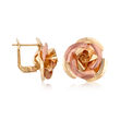 Italian 14kt Two-Tone Gold Rose Earrings