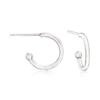 14kt White Gold C-Hoop Earrings with Removable Bezel-Set Diamond-Accented Drops
