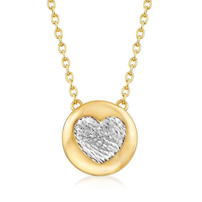 Italian 14kt Two-Tone Gold Heart Necklace