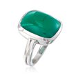 Green Chalcedony Rectangle Ring in Sterling Silver 