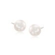Sterling Silver Jewelry Set: 5mm Simulated Pearl Stud Earrings and Block Name Drop Earring Jackets